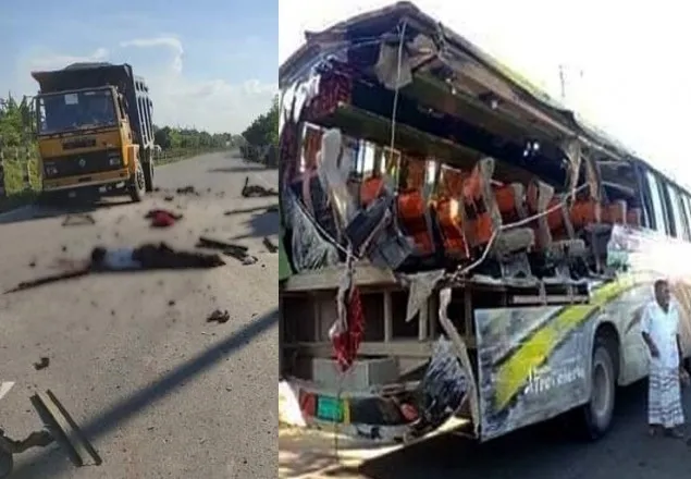 ত্রিশালে বাস-ট্রাকের সংঘর্ষে নিহত ৭