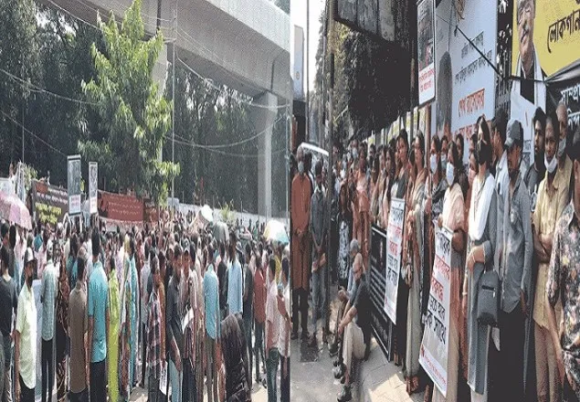 শাহবাগে রাস্তা অবরোধ, হিন্দু-বৌদ্ধ-খ্রিষ্টান পরিষদের গণঅনশন