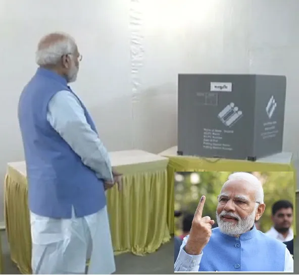 গুজরাট বিধানসভা নির্বাচনে ভোট দিলেন ভারতের প্রধানমন্ত্রী