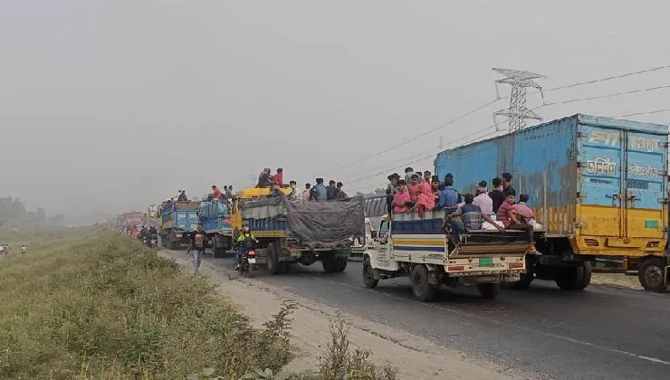 ঢাকা-টাঙ্গাইল মহাসড়কে দীর্ঘ ১০ কি‌লো‌মিটা‌র যানজট