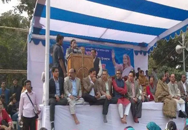 বঙ্গবন্ধু এভিনিউয়ে আ.লীগের সমাবেশ শুরু