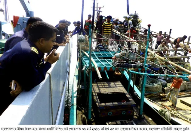 বঙ্গোপসাগরে ভাসমান অবস্থায় ২৩ জেলেকে উদ্ধার