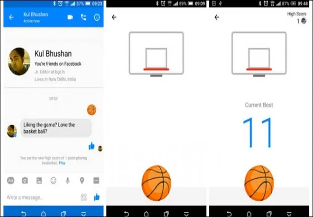 ফেসবুক মেসেঞ্জারে বাস্কেটবল   