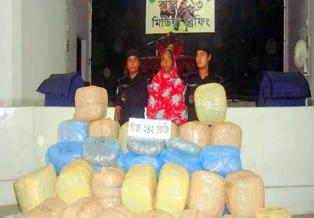 নীলফামারীতে ২৪২ কেজি গাঁজাসহ মহিলা আটক
