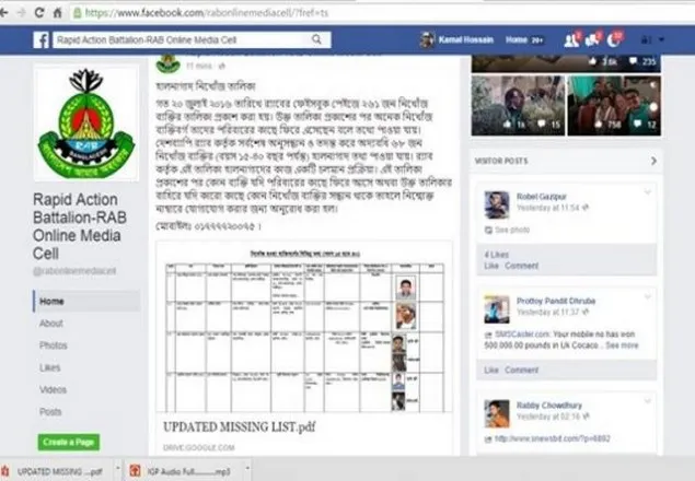র‍্যাবের হালনাগাদ তালিকায় ৬৮ জন নিখোঁজ 