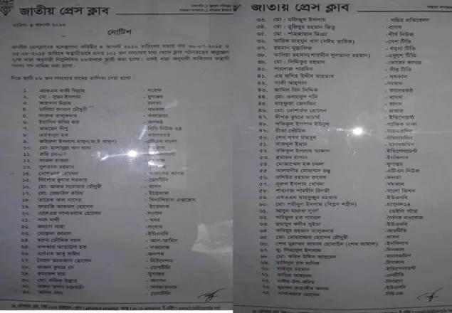 প্রেস ক্লাবে স্থায়ী সদস্য হলেন ৮৮ জন, সদস্য পদ বাতিল ৭৫