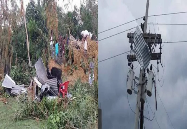 ৪০ সেকেন্ডের ঝড়ে লণ্ডভণ্ড সিরাজগঞ্জের তাঁত শিল্প এলাকা