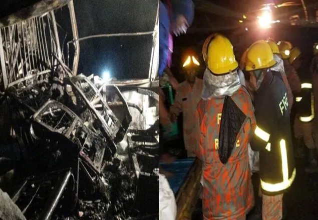 বাস-কাভার্ডভ্যান সংঘর্ষে নিহত ১৩, দু’জনের পরিচয় শনাক্ত 