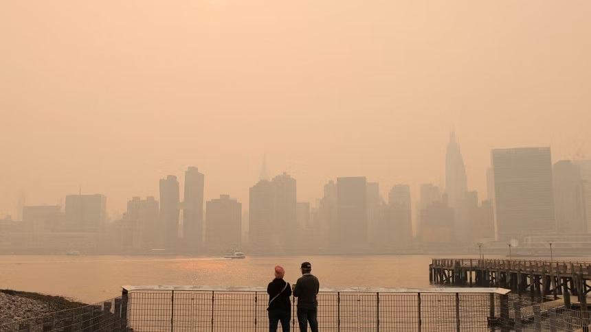Canadian fires: US East Coast blanketed in veil of smoke