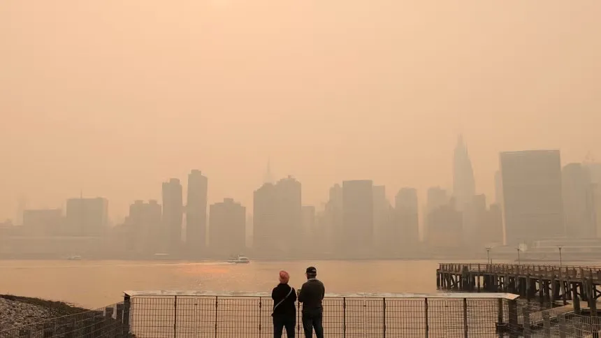 Canadian fires: US East Coast blanketed in veil of smoke