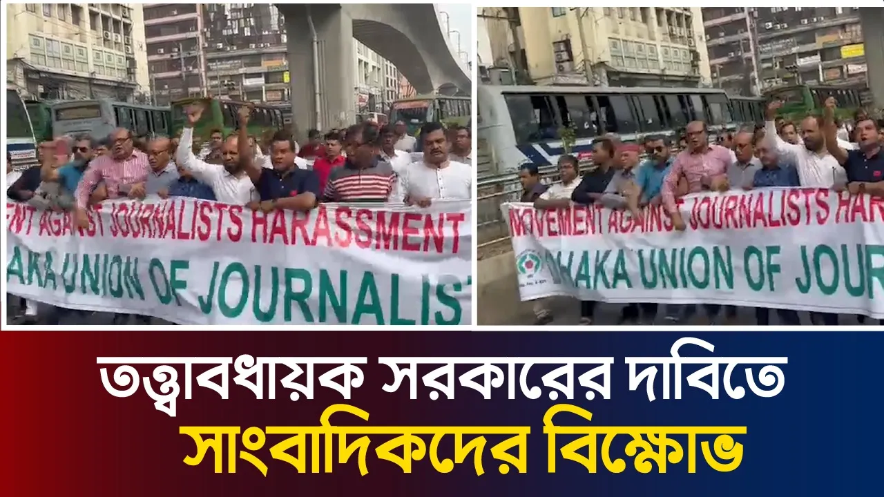 সরকার পদত্যাগের দাবিতে সাংবাদিকদের বিক্ষোভ