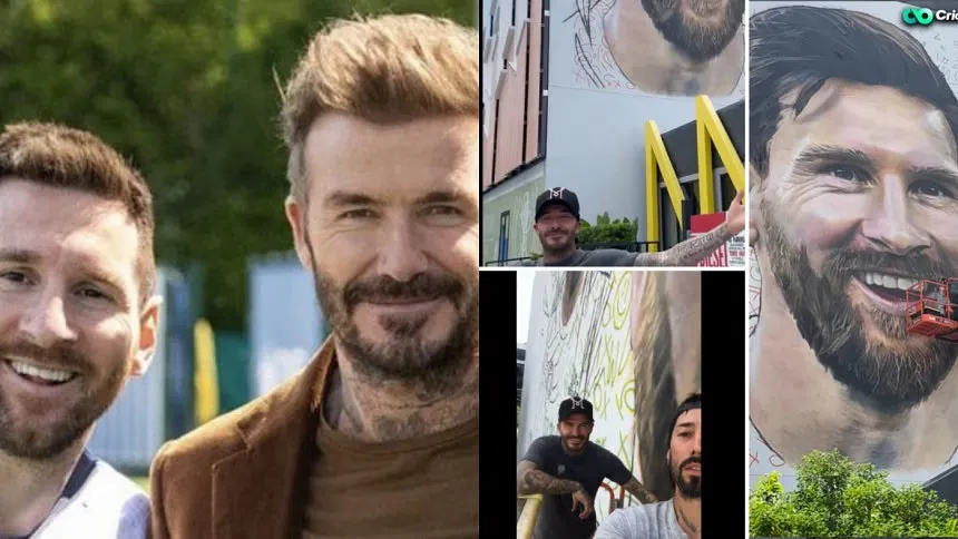 Messi mural gets finishing touch from Beckham before Inter Miami arrival