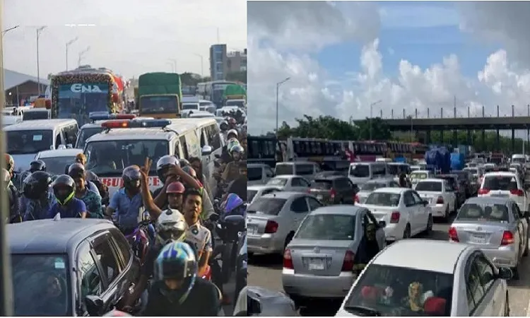 পদ্মা সেতুর উভয় প্রান্তে দীর্ঘ যানজট