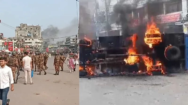 RMG workers set fire to army, police vehicles in Kachukhet