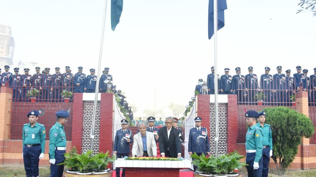Tributes paid to martyred police members on Victory Day at Rajarbagh Police Lines