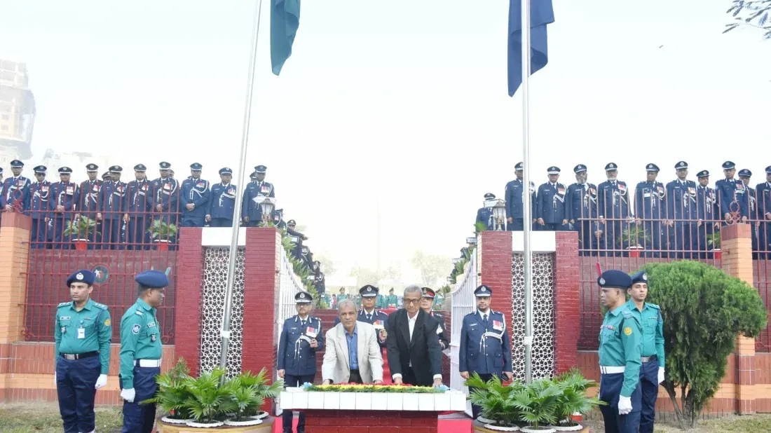 Tributes paid to martyred police members on Victory Day at Rajarbagh Police Lines