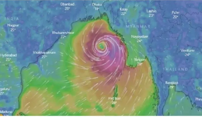 কক্সবাজার থেকে ৪১০ কিলোমিটার দূরে মোখা