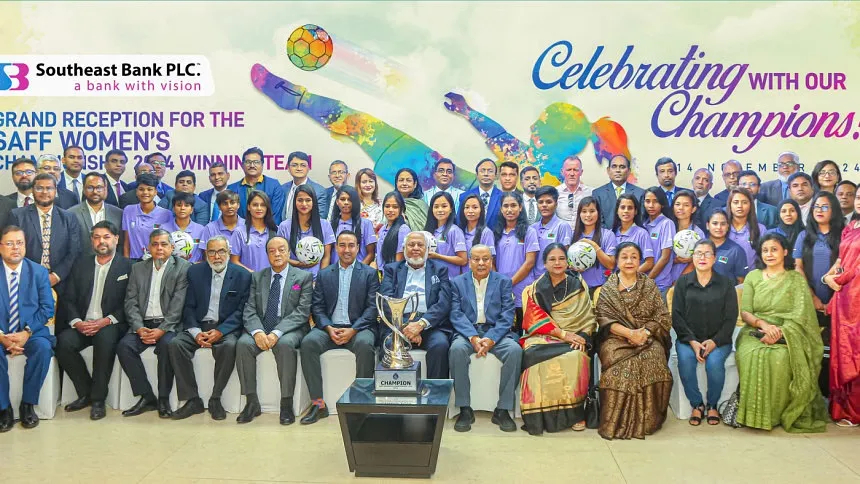 Southeast Bank awards SAFF-winning women’s football players Tk 3 lakh each