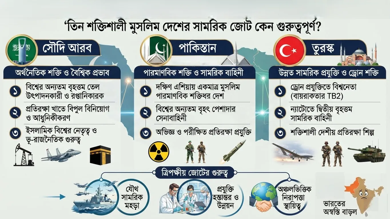 ‘তিন শক্তিশালী মুসলিম দেশের সামরিক জোট কেন গুরুত্বপূর্ণ?