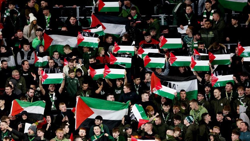 Celtic fined for fans displaying Palestine flags in Champions League