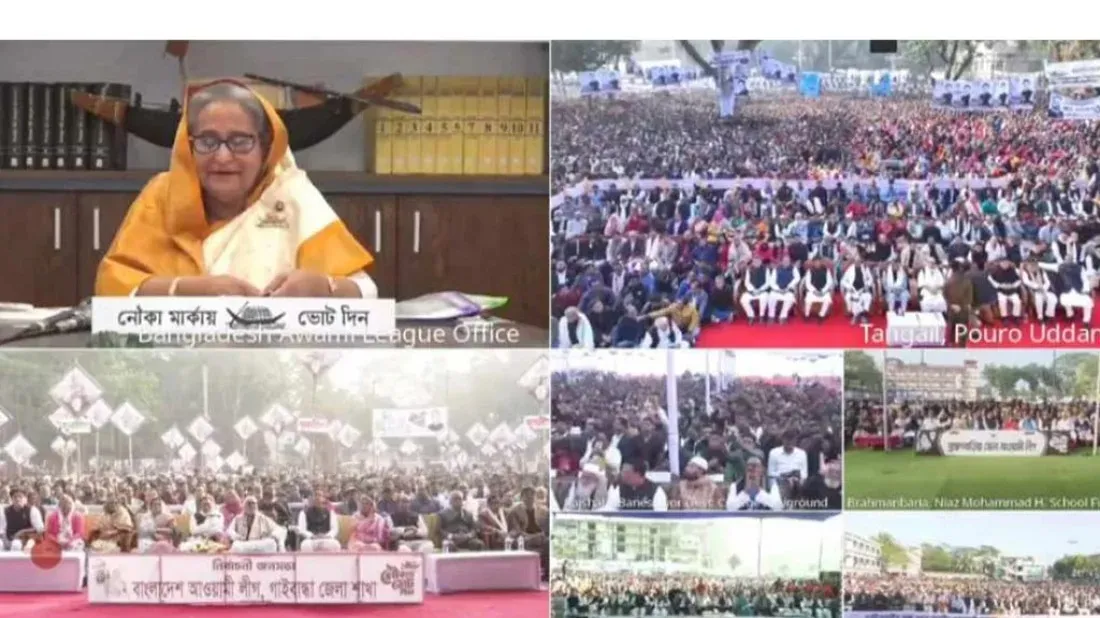 PM Hasina virtually joins election rally of 5 districts, one upazila