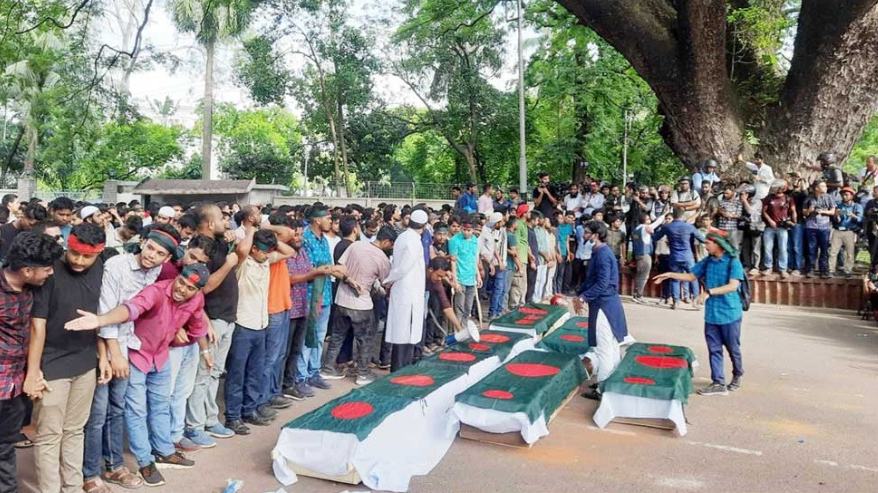 Students vowed to continue the movement holding the coffin