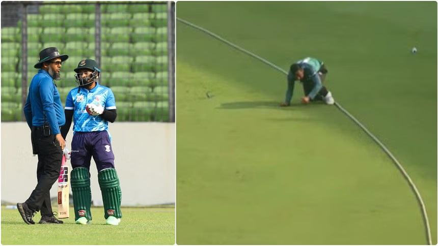 Fielder's foot on the rope, still Mushfiqur out caught