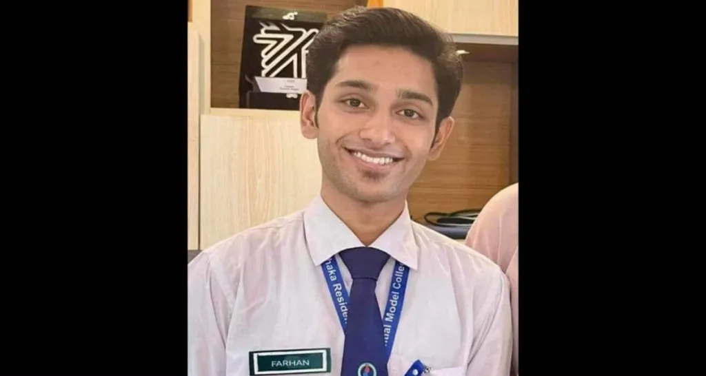 Farhan, a residential college student, was killed in a clash with the police