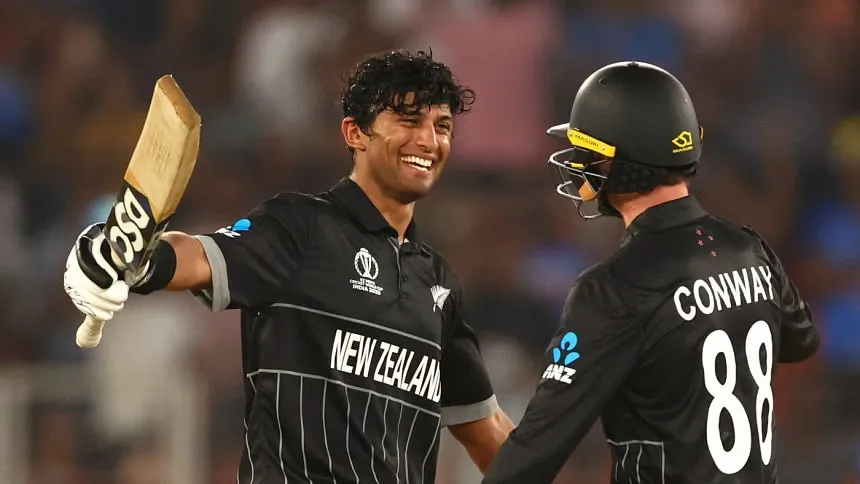 Conway, Ravindra tons help NZ rout England in WC opener