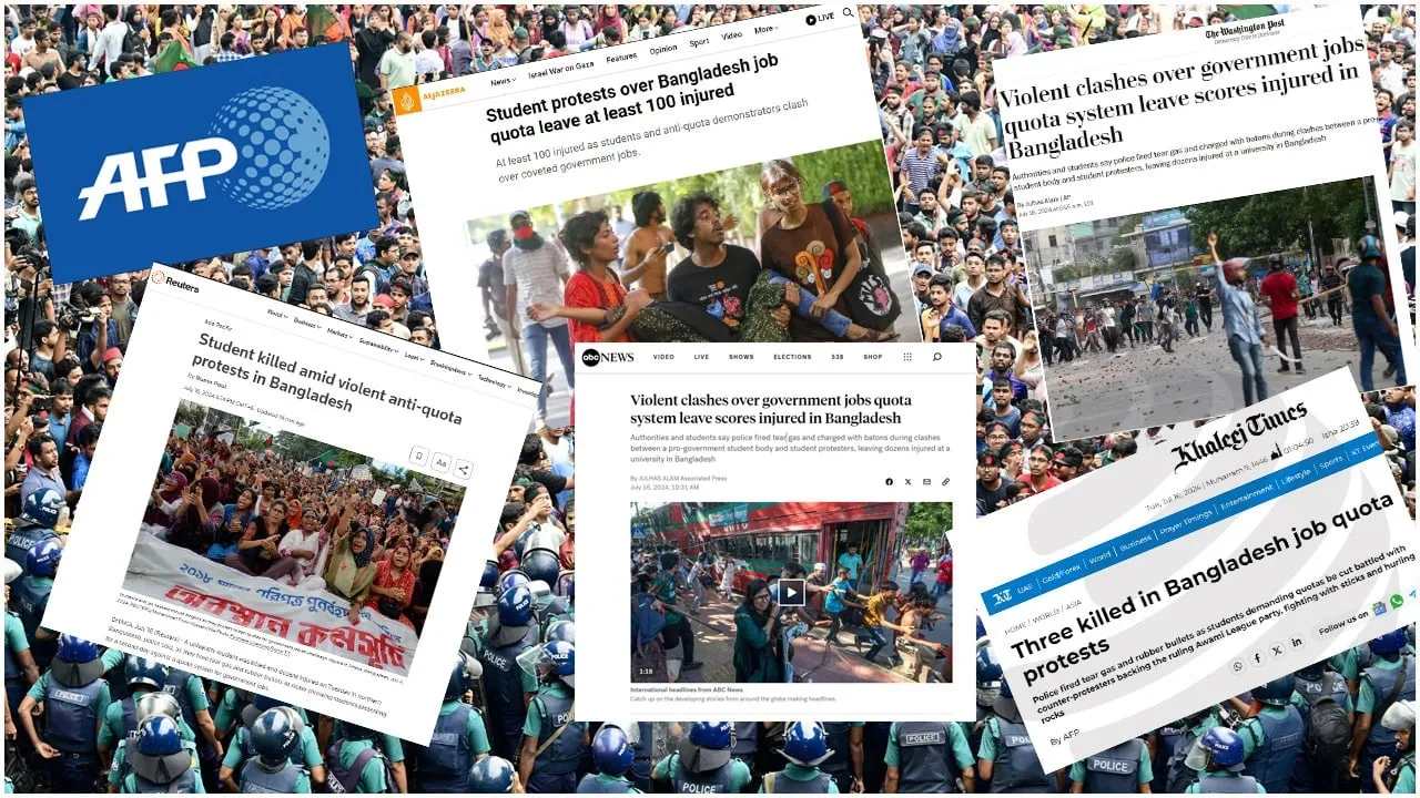 News of loss of life in the anti-quota movement in the world media