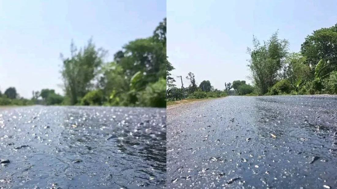 Heatwave causes road pitch to melt in Jessore