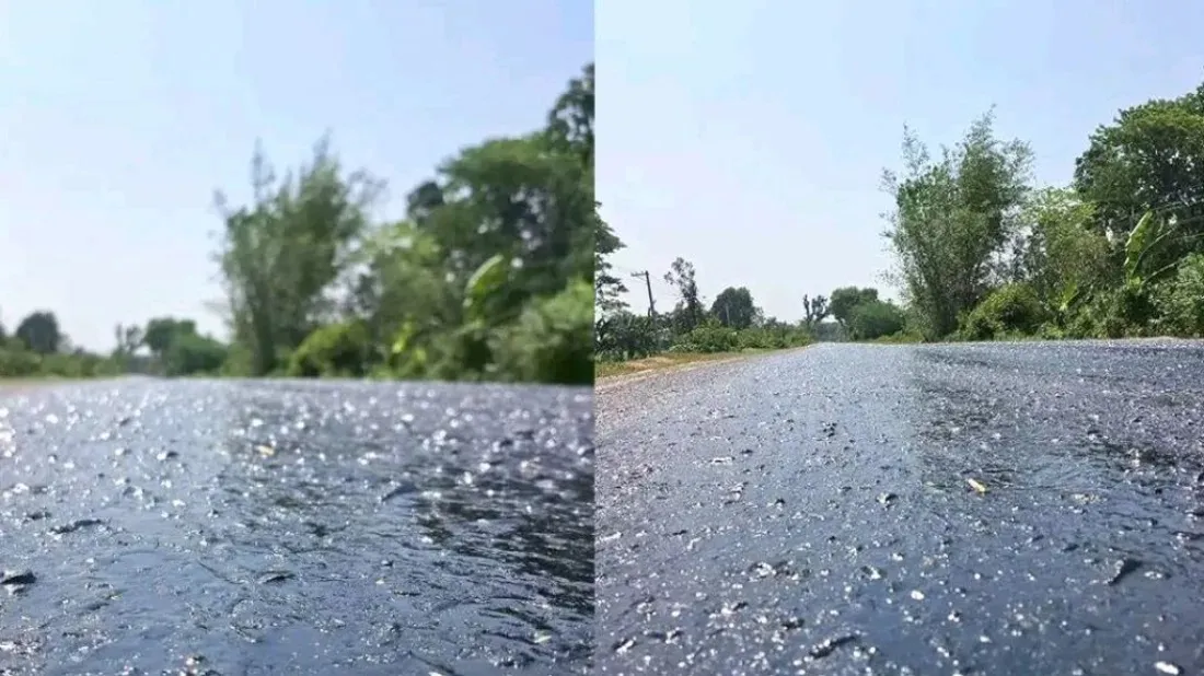 Heatwave causes road pitch to melt in Jessore