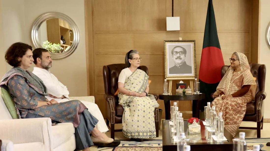 PM Hasina meets Sonia Gandhi and other Congress leaders in New Delhi