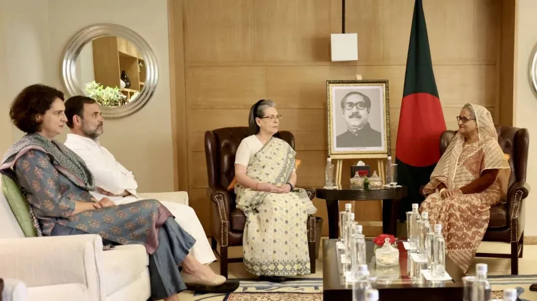PM Hasina meets Sonia Gandhi and other Congress leaders in New Delhi