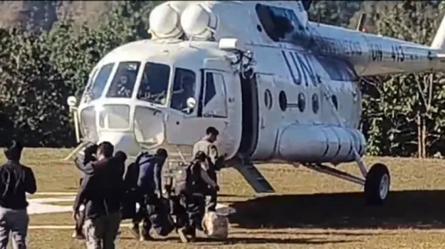 Helicopter delivers voting gear to remote Bandarban polling stations