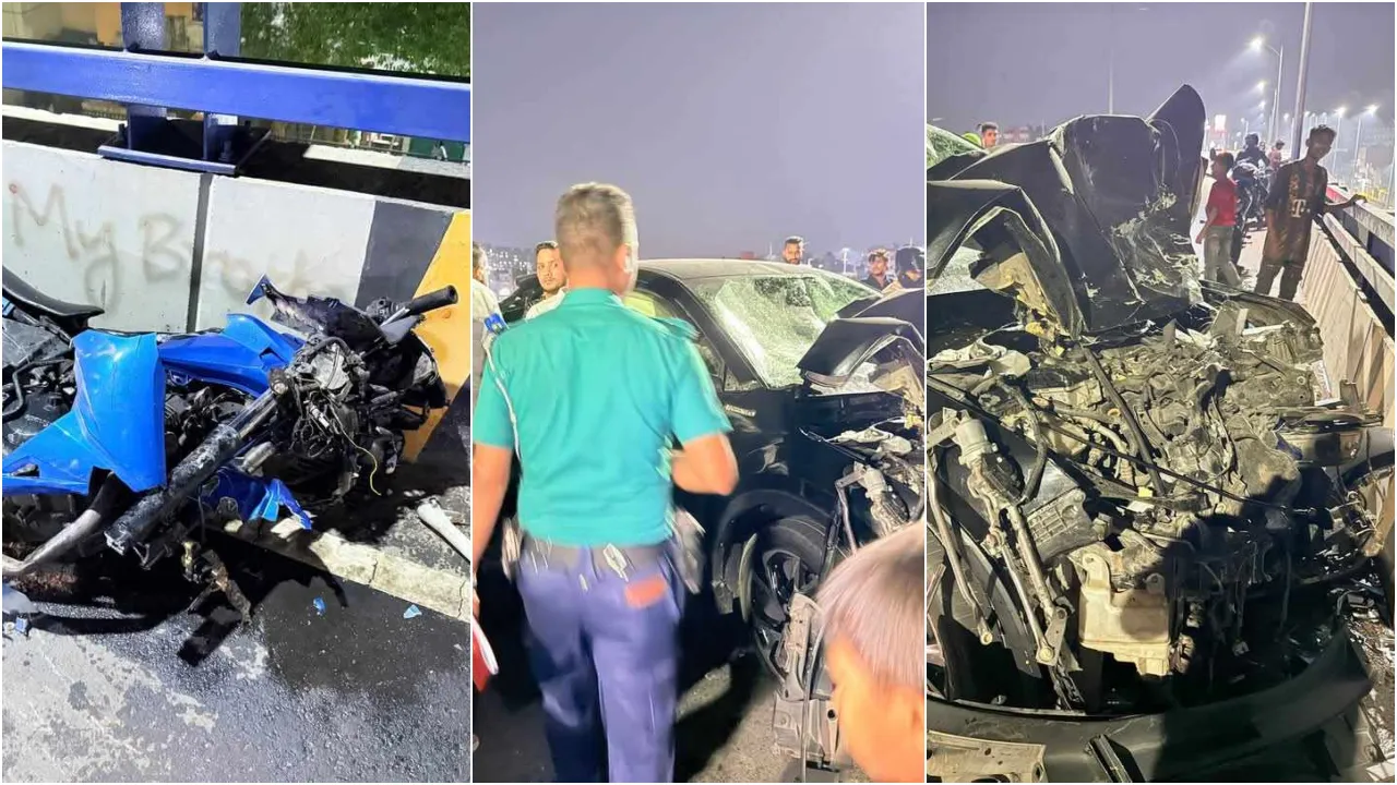 কালশী ফ্লাইওভারে গাড়ির সঙ্গে মোটরসাইকেলের সংঘর্ষে দুই যুবক নিহত