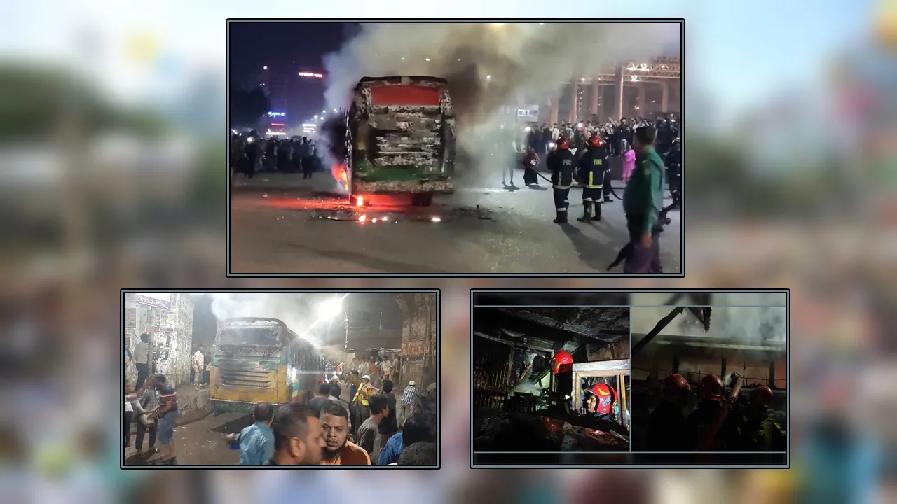 ২৭ মিনিটের ব্যবধানে রাজধানীতে তিন বাসে আগুন