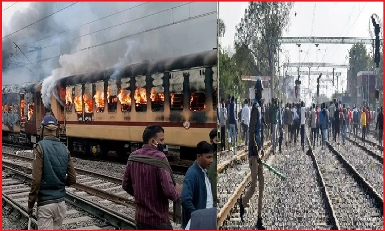 ভারতে নিয়োগ পরীক্ষায় অনিয়ম, ট্রেনে আগুন
