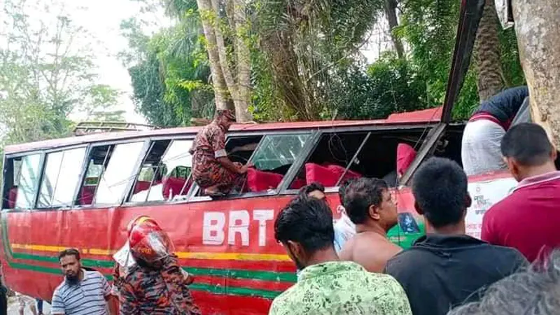 ঝালকাঠিতে নিয়ন্ত্রণ হারিয়ে খাদে বাস, নিহত ২