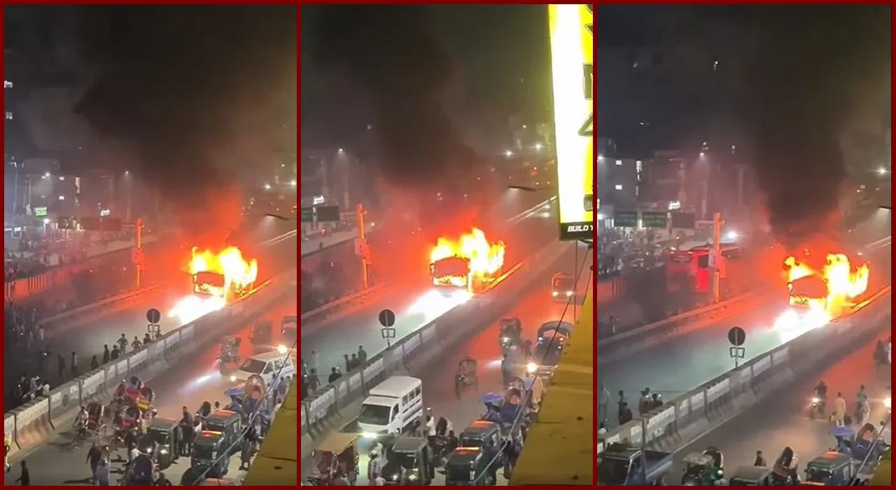 Bus catches fire in dholaipar, no casualties reported