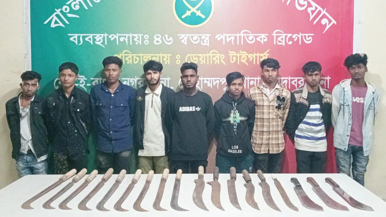 রায়েরবাজারে অস্ত্রসহ কিশোর গ্যাংয়ের ৯ সদস্য আটক
