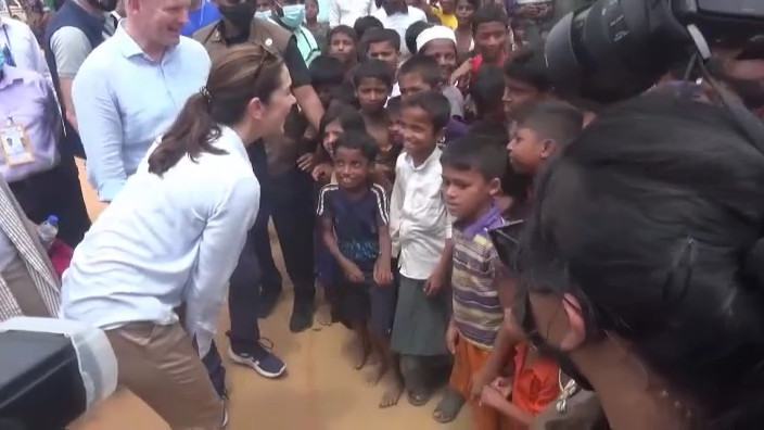 Crown Princess Mary of Denmark visits a Rohingya refugee camp during three-day trip to Bangladesh