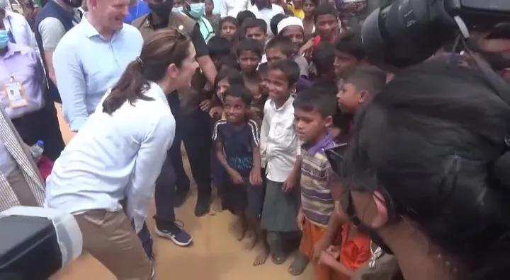 Crown Princess Mary of Denmark visits a Rohingya refugee camp during three-day trip to Bangladesh