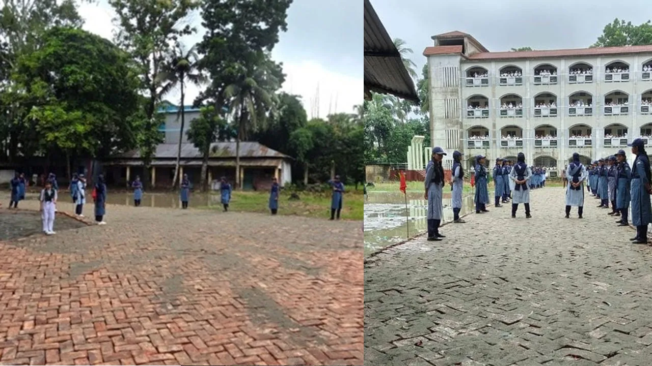 ডিসির গাড়ি ঢুকবে, তাই বিদ্যালয়ের মাঠে রাতারাতি রাস্তা