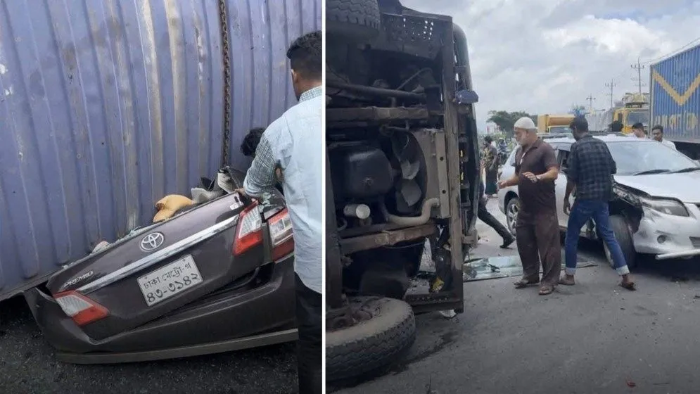 প্রাইভেটকারে কাভার্ডভ্যানের ধাক্কা, নিহত একই পরিবারের ৪ জন