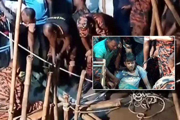 শ্বাসরুদ্ধকর ১০ ঘণ্টার অভিযানে উদ্ধার সেই নির্মাণশ্রমিক
