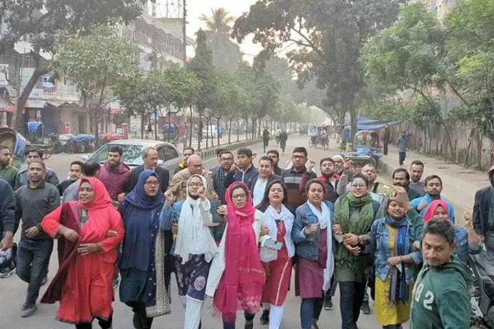 হরতালের সমথর্নে রিজভীর নেতৃত্বে মিছিল