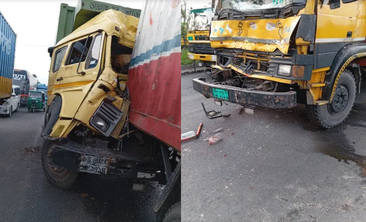দুই কাভার্ডভ্যানের মাঝে আটকে ২ ভাইয়ের মৃত্যু