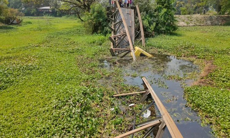 Road link snapped; bailey bridge collapses by overloaded truck in Munshiganj