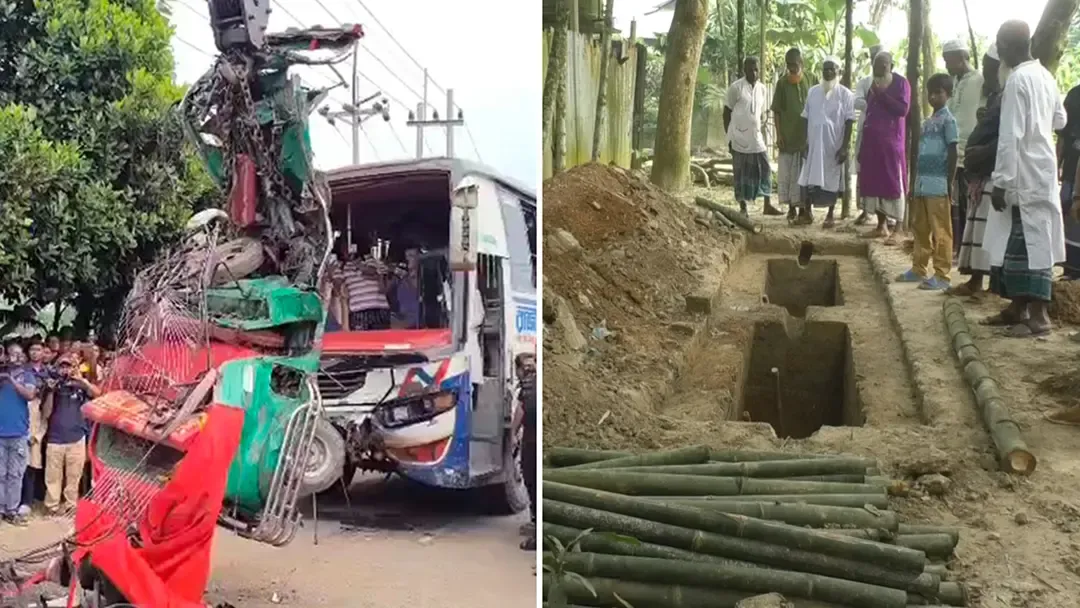 ময়মনসিংহের দুর্ঘটনায় নিহত ৭ জনের দাফন সম্পন্ন